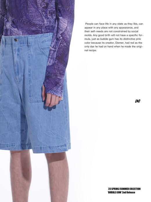 ASMEMMO咦哇•“岛屿蓝”水洗蓝色牛仔夹克外套夏季短袖套装男女 商品图1