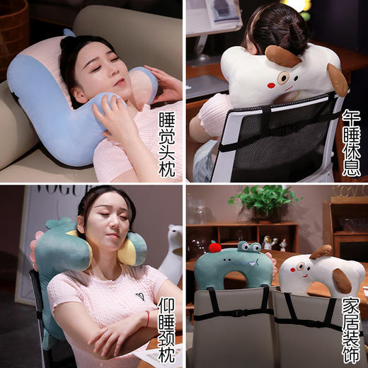 自然醒多巴胺动物仰睡枕办公室午休神器护颈靠枕睡觉抱枕趴睡枕QYL 商品图7