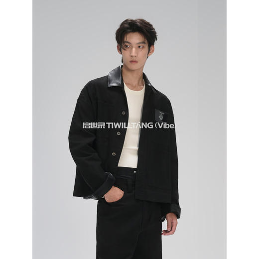 启世录TIWILLTANG“融境崛御”纯棉透气多口袋帆布拼皮夹克 商品图4
