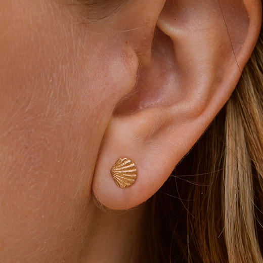 在途4周到｜Agapee-Almé-金色贝壳 迷你 耳钉［法国设计师］ 商品图0