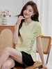 【专属特价】熙世界休闲开叉T恤女短袖2025夏装新品时尚印花百搭圆领体恤上衣 商品缩略图4