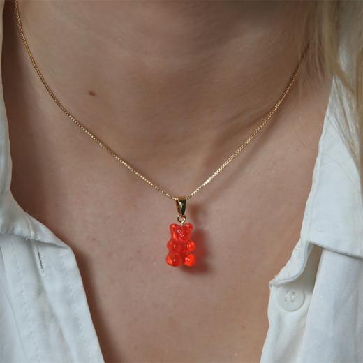 订购4周到｜CRYSTAL HAZE-Nostalgia Bear-classic-水果酒红色小熊 吊坠（金色环扣）［挪威设计师］ 商品图1