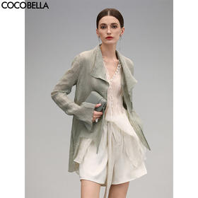 COCOBELLA褶皱肌理轻薄莱赛尔西装女不规则空调衫外套SI7005