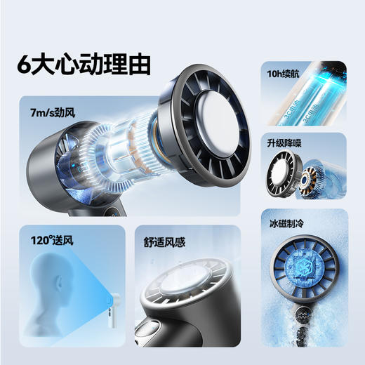【向物制冷手持风扇-引擎ice 星空灰】多档风速可调 小巧好携带 商品图1