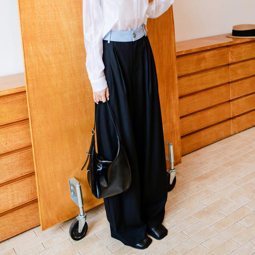 谜底百搭裤子女士2025秋季新款腰头拼接西裤直筒裤长裤257MK7762 商品图0