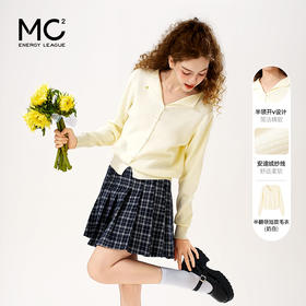 女装半翻领金属圆牌设计短款开衫M5212006