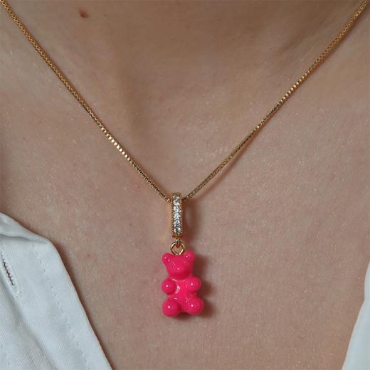 订购4周到｜CRYSTAL HAZE-Nostalgia Bear-pave-红色小熊 吊坠（金色环扣）［挪威设计师］ 商品图1