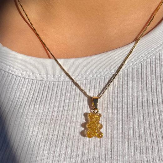 订购4周到｜CRYSTAL HAZE-Nostalgia Bear-classic-碎金小熊 吊坠（金色环扣）［挪威设计师］ 商品图1