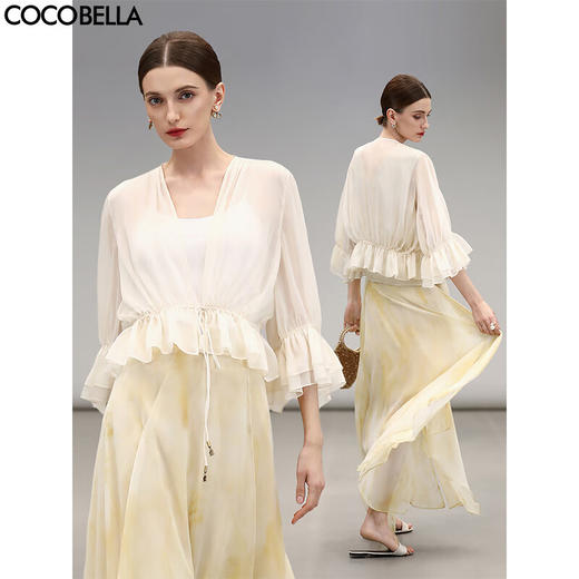 COCOBELLA法式浪漫5米对丝荷叶边雪纺衫开衫遮阳空调衫LC3103 商品图0