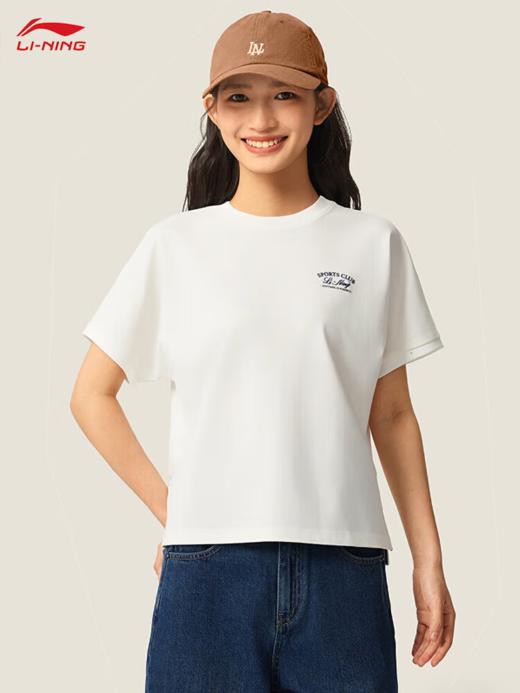 李宁（LI-NING）潮流运动短袖T恤衫女2025秋季圆领文化衫AHSV464 商品图0