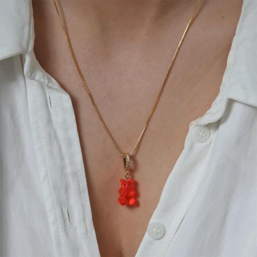 订购4周到｜CRYSTAL HAZE-Nostalgia Bear-pave-果冻红色小熊 吊坠（金色环扣）［挪威设计师］ 商品图1