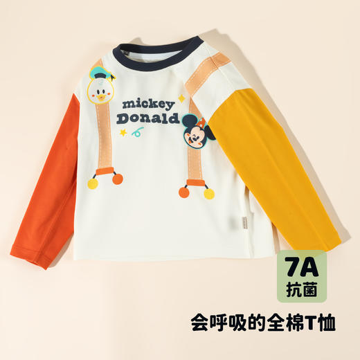 迪士尼宝宝男童长袖T恤纯棉上衣2025秋季新款儿童t恤打底衫秋装ZD3ES015* 商品图3