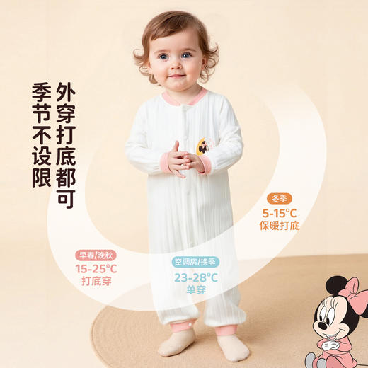 迪士尼春秋季新款女童前开连体衣纯棉女宝满月哈衣卡通印花可外穿爬爬服ZD3EL023 商品图1