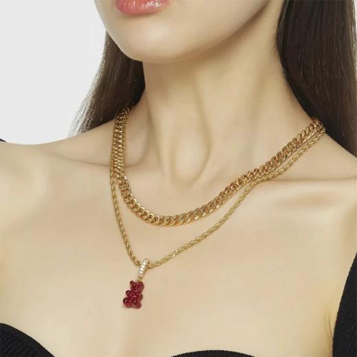 北京仓｜CRYSTAL HAZE-Nostalgia Bear-pave-红丝绒色小熊 吊坠（金色环扣）［挪威设计师］ 商品图1