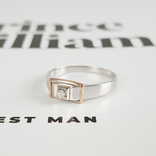 【天然正品】AU750双色金时尚经典款0.031克拉钻石戒指13号（戒圈可改）中性现售价：1580特价！260625NJM07 商品图4