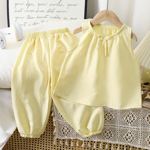 【甜美新款套装，夏日必备！】[女童套装甜美背心上衣加长裤夏装 女孩可爱休闲睡衣空调服两件套装-QA 商品图7