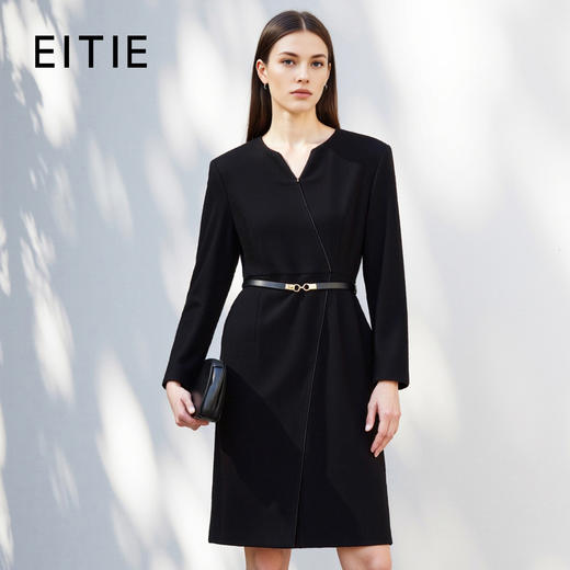 EITIE爱特爱冬季新款修身气质舒适毛呢连衣裙7607301 商品图0