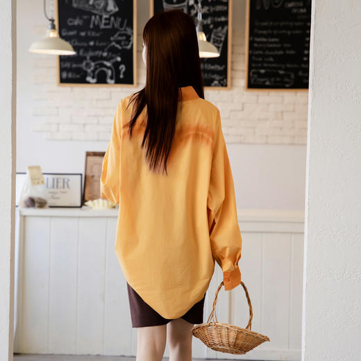 谜底大廓形衬衣2025秋季新款复古文艺渐变色中长款衬衫257MC7748 商品图2