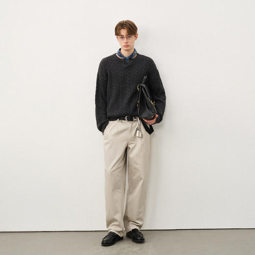 714street水洗打褶锥形男士休闲裤2025秋季新款cleanfit直筒长裤 商品图3