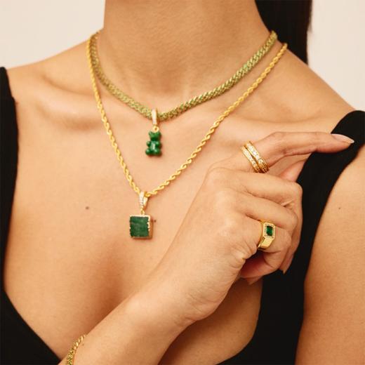 订购4周到｜CRYSTAL HAZE-Nostalgia Bear-pave-素绿色小熊 吊坠（金色环扣）［挪威设计师］ 商品图1