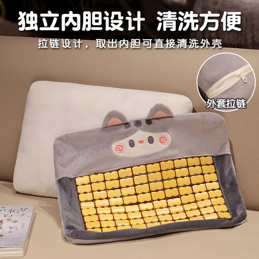 自然醒抱抱猫竹席小枕头夏季单人学生儿童凉席麻将枕办公室午睡小枕头QYL 商品图4