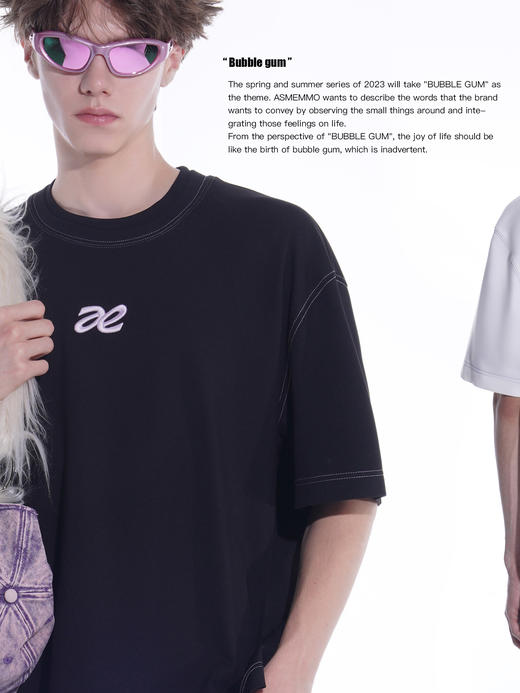 ASMEMMO咦哇•“留声唱片机”撞色绣花T恤 商品图1