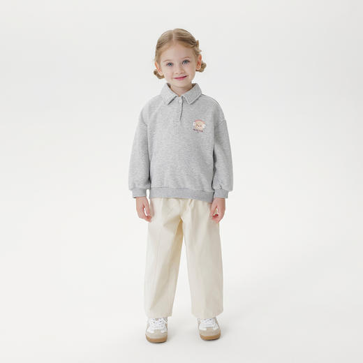 马克珍妮女童萌趣小熊软糯polo领卫衣 宝宝2025年秋装新款551172 商品图1