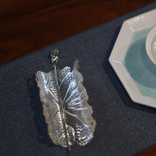 荷叶茶则套装 铜镀银 商品图2