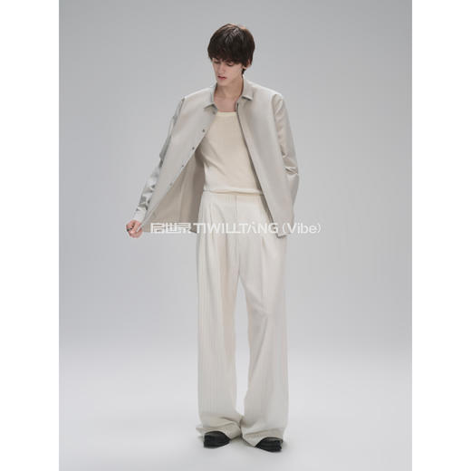 启世录TIWILLTANG“沁冷幻域”织感桑蚕丝透气抗皱羊毛修身背心男 商品图1