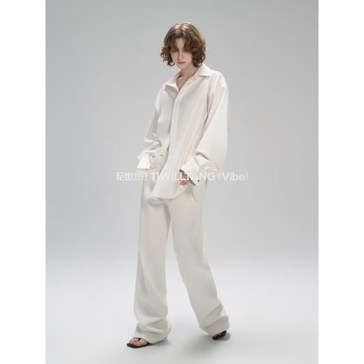 启世录TIWILLTANG“时烬溯光”条纹贴袋无领西装衬衫套装 商品图2