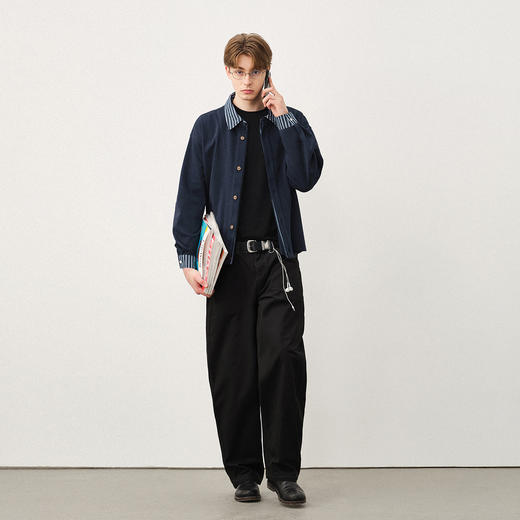 714street水洗纯棉宽松休闲裤男2025秋季新款弯刀裤cleanfit长裤 商品图3