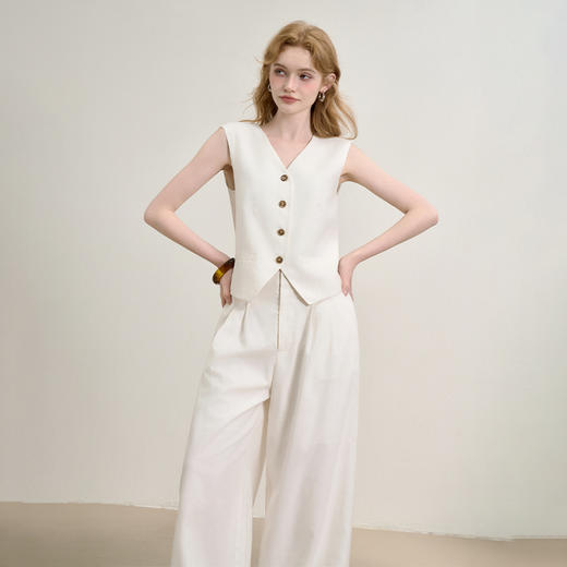 老钱风高级感通勤风套装女夏季马甲搭阔腿裤两件套V0051048 商品图2