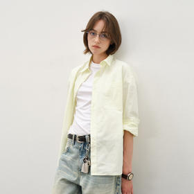 714street精梳高密纯棉微宽松蓝色长袖衬衫男女秋季新款miu系穿搭