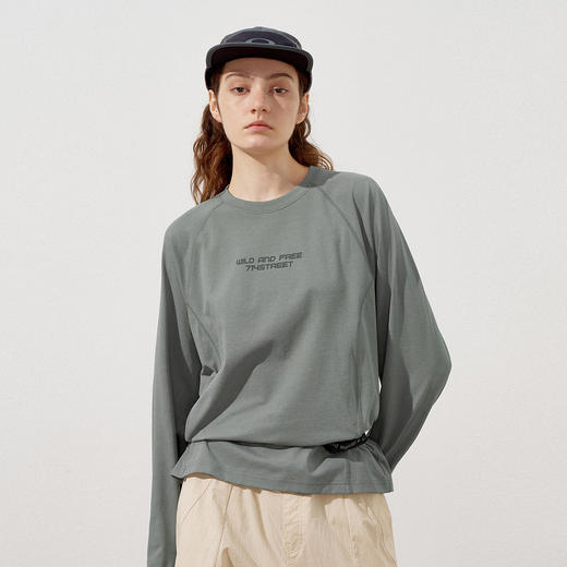 714street户外运动轻薄透气吸湿速干衣秋季新款印花落肩长袖T恤男 商品图1