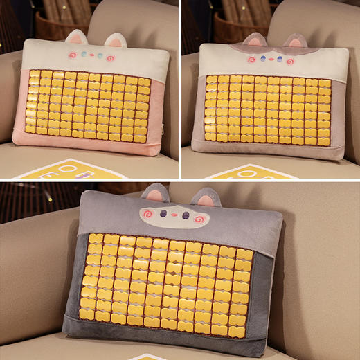 自然醒抱抱猫竹席小枕头夏季单人学生儿童凉席麻将枕办公室午睡小枕头QYL 商品图7