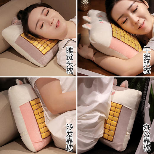自然醒抱抱猫竹席小枕头夏季单人学生儿童凉席麻将枕办公室午睡小枕头QYL 商品图6