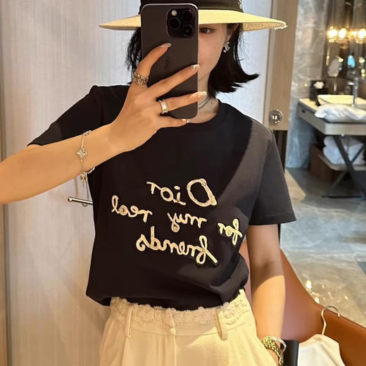 DR高级感满满天丝刺绣水钻T恤 商品图5