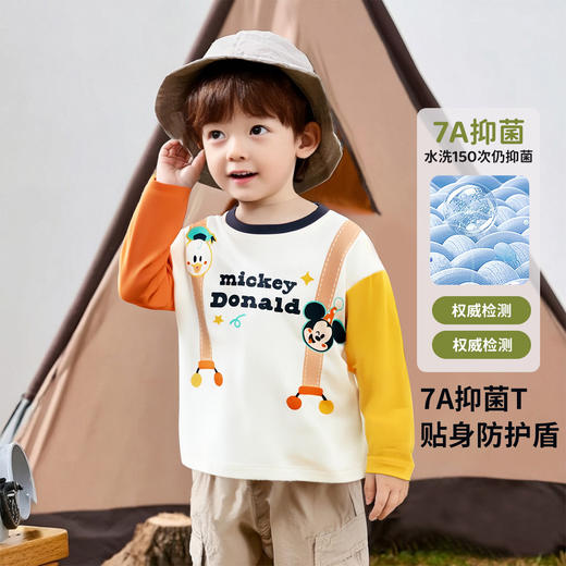 迪士尼宝宝男童长袖T恤纯棉上衣2025秋季新款儿童t恤打底衫秋装ZD3ES015* 商品图1