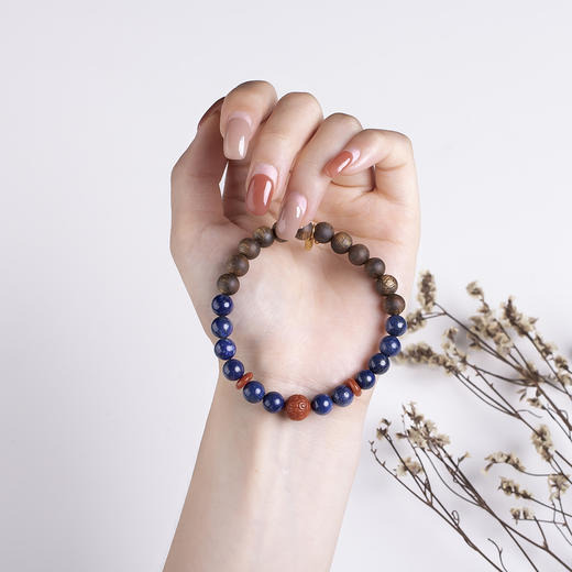 xy0447沉香+青金石南红回纹珠手串 商品图6