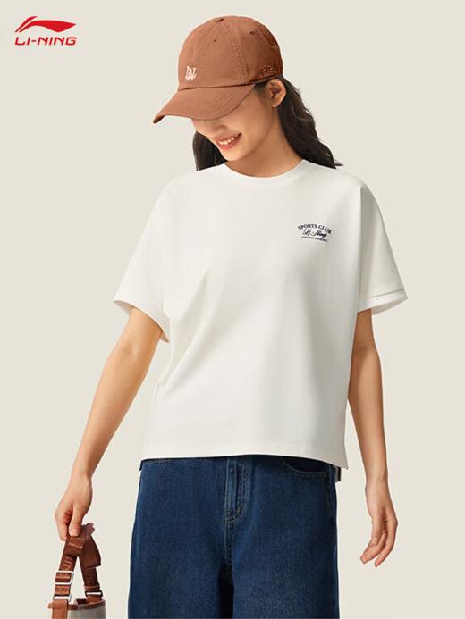 李宁（LI-NING）潮流运动短袖T恤衫女2025秋季圆领文化衫AHSV464 商品图3