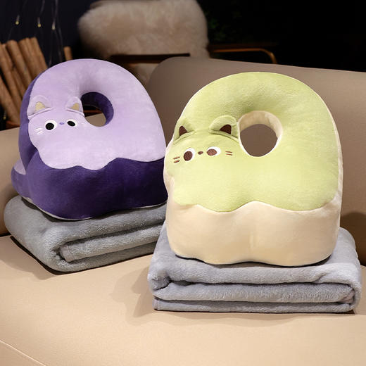 自然醒翘尾猫冰丝豆豆双面午睡枕学生桌上趴趴枕儿童抱枕办公室大人午休神器QYL 商品图10