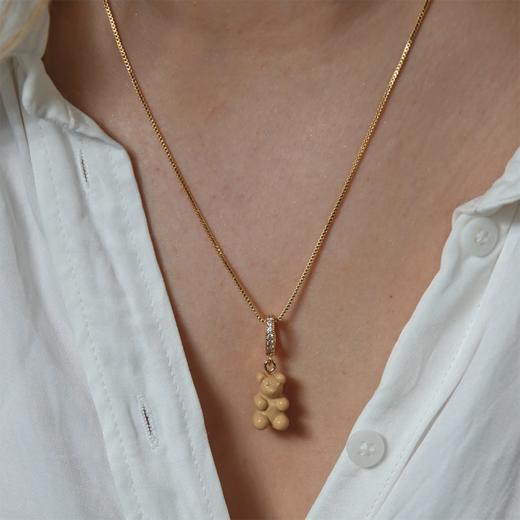 订购4周到｜CRYSTAL HAZE-Nostalgia Bear-pave-焦糖色小熊 吊坠（金色环扣）［挪威设计师］ 商品图1