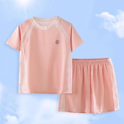 【潮童速干T恤套装，自然会呼吸~】儿童夏季运动套装 莱赛尔网面透气速干 男女宝宝户外短袖短裤-QA 商品图1