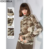 COCOBELLA水墨印花金葱网纱T恤女微透视内搭高领打底衫TS3020 商品缩略图0