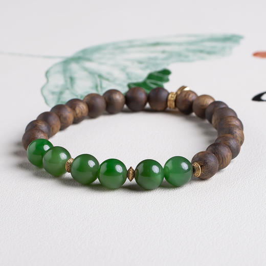 xy0443沉香+碧玉莲蓬手串 商品图2