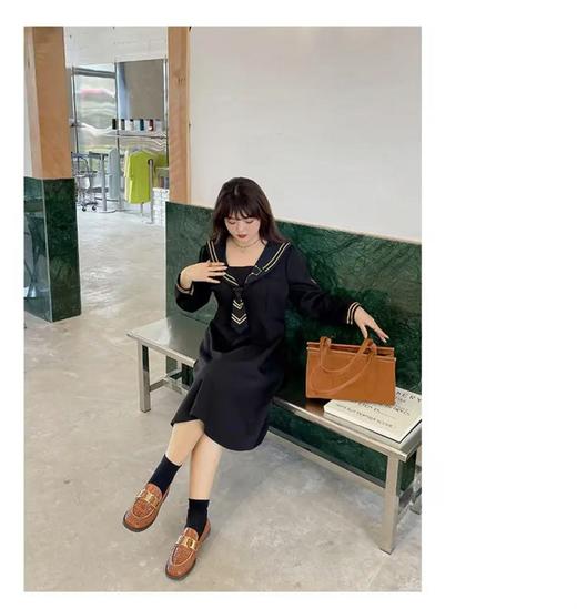 双十二福利！【诗铭洛可】（短款/长款）XCA427连衣裙学院风海军领 商品图2