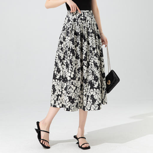 「自」全新升级【铂金会员201/天猫269/差价68】(70853)洛诗琳水墨印花半身裙2025夏季复古时尚设计感高腰显瘦裙子 商品图3