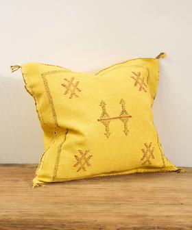 伽罗 JALO 摩洛哥进口手工龙舌兰丝抱枕【浅黄色&黄色】约50x50cm
