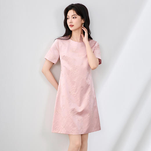 「高货wl」全新升级【铂金会员330/天猫439/差价109】(63323)洛诗琳法式重工金线浮雕提花连衣裙2025夏季气质通勤A字裙 商品图0