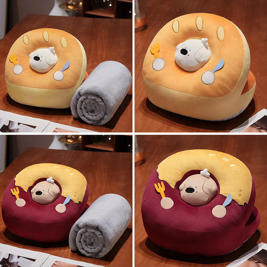 自然醒厨师小狗冰豆豆双面午睡枕办公室睡觉抱枕午休神器小学生儿童专用枕头QYL 商品图10